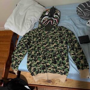 Bape Green Camouflage Zip-Up Sweater